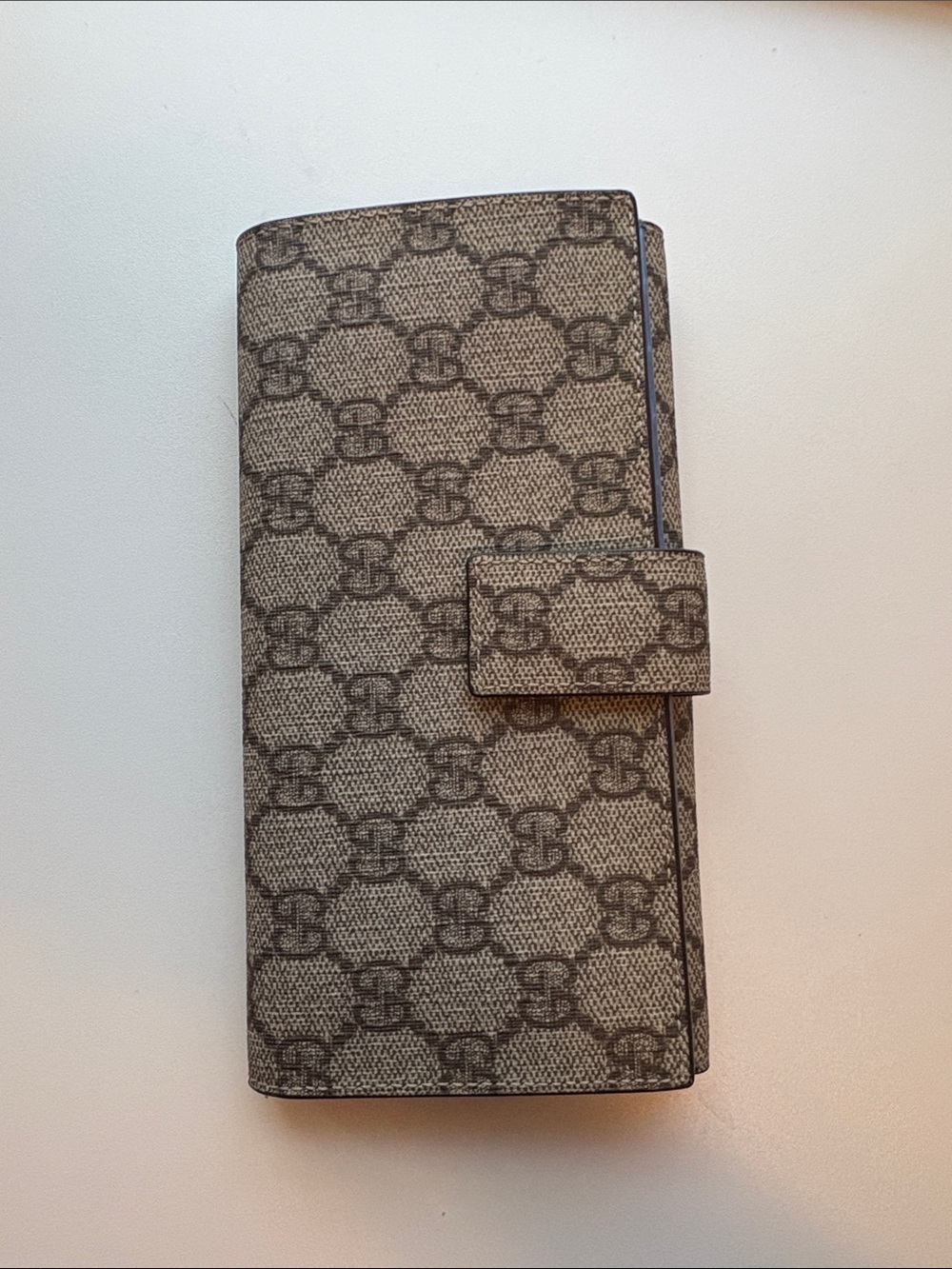 Gucci Beige Brown Monogram Continental Wallet